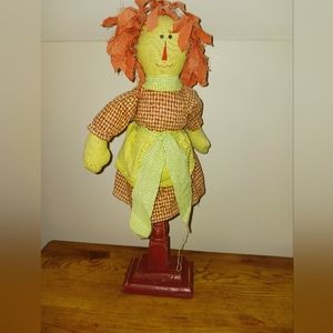 Really Cute primitive raggedy anne on stand